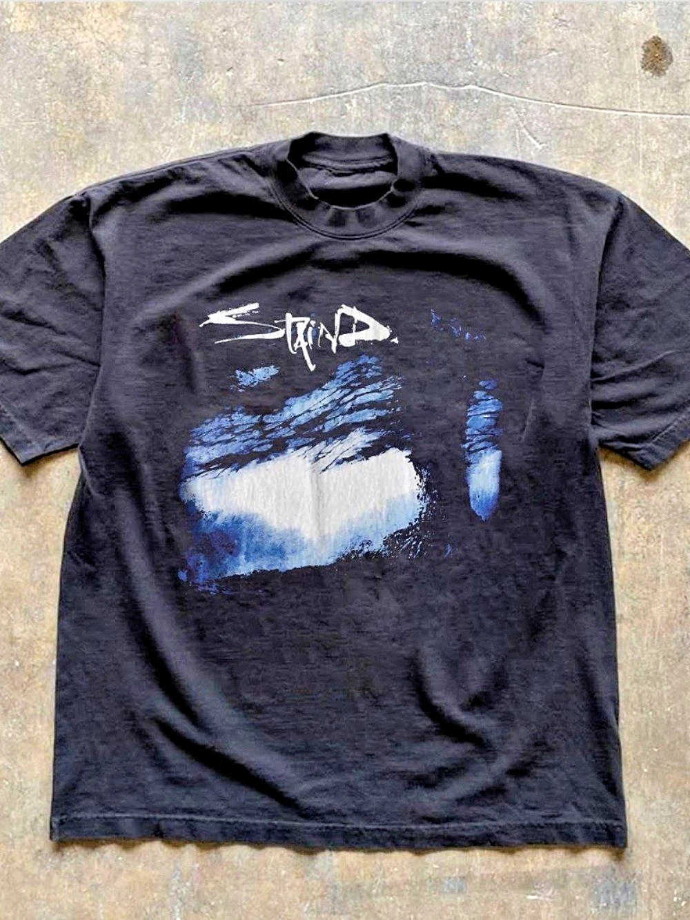 GILDAN black staind Graphic cotton Short Sleeve Tee
